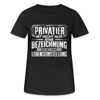 PRIVATIER - Leben - Frauen T-Shirt atmungsaktiv - Schwarz - Vorne - AI Model Female 172 light (172cm)