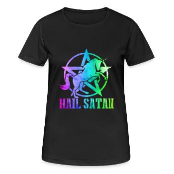 Hail Satan - Unicorn Pentacle Metal funny - Women's Breathable T-Shirt - black - Front - AI Model Female 172 light (172cm)