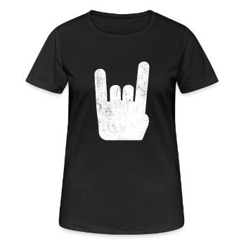 Pommesgabel Metal Hand Rock Metal Musik - Frauen T-Shirt atmungsaktiv - Schwarz - Vorne - AI Model Female 172 light (172cm)