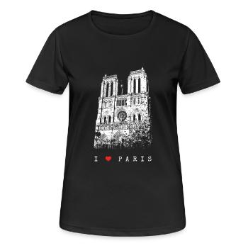 Notre Dame Paris Skyline Frankreich I Love Paris - Frauen T-Shirt atmungsaktiv - Schwarz - Vorne - AI Model Female 172 light (172cm)