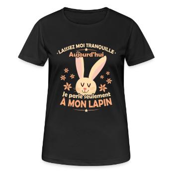 Tshirt Animaux -Je parle seulement à mon Lapin - T-shirt respirant Femme - noir - Devant - AI Model Female 172 light (172cm)