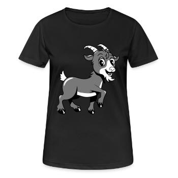 Ziege meckern lächeln - Frauen T-Shirt atmungsaktiv - Schwarz - Vorne - AI Model Female 172 light (172cm)