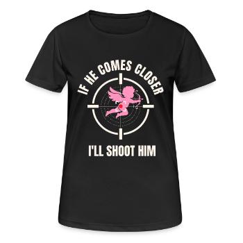 Anti Saint-Valentin T-Shirt.Cadeau de Saint-Valentin - T-shirt respirant Femme - noir - Devant - AI Model Female 172 light (172cm)