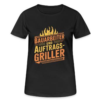 Bauarbeiter und Auftragsgriller - Frauen T-Shirt atmungsaktiv - Schwarz - Vorne - AI Model Female 172 light (172cm)