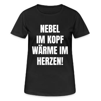 Du brouillard dans la tête, de la chaleur dans le cœur ! - T-shirt respirant Femme - noir - Devant - AI Model Female 172 light (172cm)