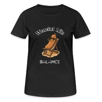 Woschd Life Balance - Frauen T-Shirt atmungsaktiv - Schwarz - Vorne - AI Model Female 172 light (172cm)