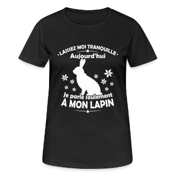 Tshirt Animaux -Je parle seulement à mon Lapin - T-shirt respirant Femme - noir - Devant - AI Model Female 172 light (172cm)