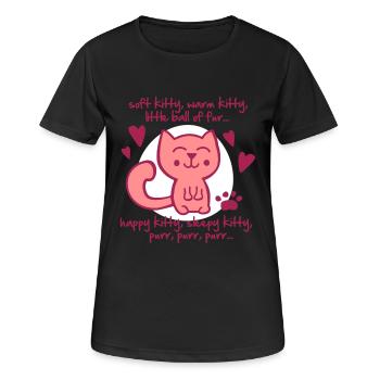 soft kitty, warm kitty, little ball of fur... - Women's Breathable T-Shirt - black - Front - AI Model Female 172 light (172cm)