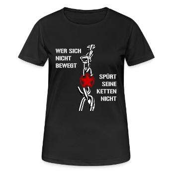 Ketten - Frauen T-Shirt atmungsaktiv - Schwarz - Vorne - AI Model Female 172 light (172cm)