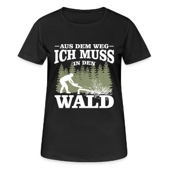 Aus dem Weg ich muss in den Wald-Holzfäller Spruch - Frauen T-Shirt atmungsaktiv - Schwarz - Vorne - AI Model Female 172 light (172cm)