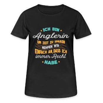 Angeln - Ich bin Anglerin - Frauen T-Shirt atmungsaktiv - Schwarz - Vorne - AI Model Female 172 light (172cm)