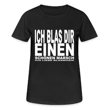 Ich blas dir einen - Frauen T-Shirt atmungsaktiv - Schwarz - Vorne - AI Model Female 172 light (172cm)