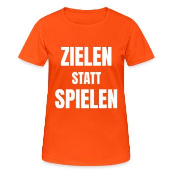 Viser au lieu de jouer - T-shirt respirant Femme - orange néon - Devant - AI Model Female 172 dark (172cm)