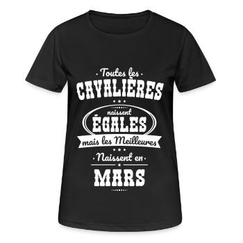 Cavalières égales meilleures naissent en Mars - T-shirt respirant Femme - noir - Devant - AI Model Female 172 light (172cm)