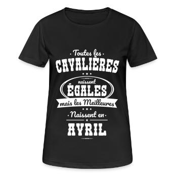 Cavalières égales meilleures naissent en Avril - T-shirt respirant Femme - noir - Devant - AI Model Female 172 light (172cm)