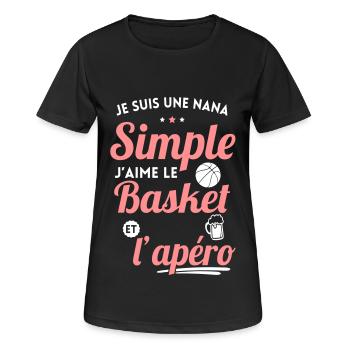 Nana simple aime le basket et l'apéro - T-shirt respirant Femme - noir - Devant - AI Model Female 172 light (172cm)