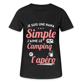 Nana simple aime le camping et l'apéro - T-shirt respirant Femme - noir - Devant - AI Model Female 172 light (172cm)