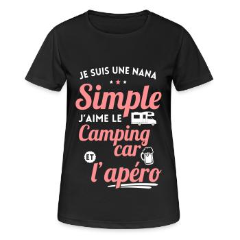 Nana simple aime le camping-car et l'apéro - T-shirt respirant Femme - noir - Devant - AI Model Female 172 light (172cm)