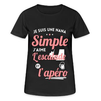 Nana simple aime l'escalade et l'apéro - T-shirt respirant Femme - noir - Devant - AI Model Female 172 light (172cm)