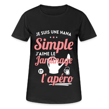Nana simple j'aime le jardinage et l'apéro - T-shirt respirant Femme - noir - Devant - AI Model Female 172 light (172cm)