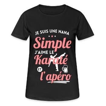 Nana simple j'aime le karaté et l'apéro - T-shirt respirant Femme - noir - Devant - AI Model Female 172 light (172cm)