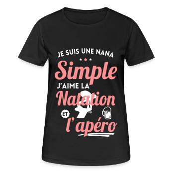 Nana simple j'aime la natation et l'apero - T-shirt respirant Femme - noir - Devant - AI Model Female 172 light (172cm)