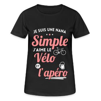 Je suis une nana simple j'aime le vélo et l'apéro - T-shirt respirant Femme - noir - Devant - AI Model Female 172 light (172cm)
