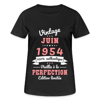 70th Anniversary - Vintage - June 1954 - Women's Breathable T-Shirt - black - Front - AI Model Female 172 light (172cm)