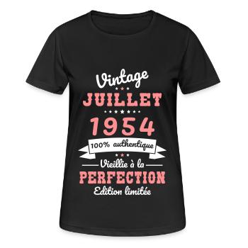 70th Anniversary - Vintage - July 1954 - Women's Breathable T-Shirt - black - Front - AI Model Female 172 light (172cm)