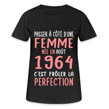 60th birthday - Born in August 1964 - Women's Breathable T-Shirt - black - Front - AI Model Female 172 light (172cm)