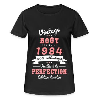40 Jahre Jubiläum - Jahrgang - August 1984 - Frauen T-Shirt atmungsaktiv - Schwarz - Vorne - AI Model Female 172 light (172cm)