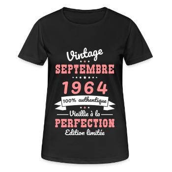60 Years Anniversary - Vintage - September 1964 - Women's Breathable T-Shirt - black - Front - AI Model Female 172 light (172cm)