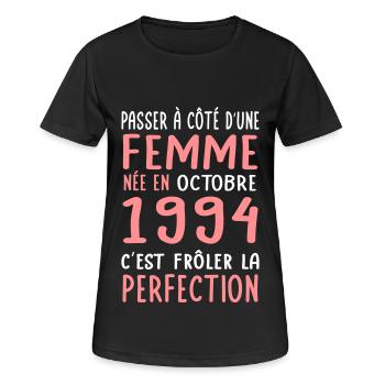 30th Birthday - Born in October 1994 - Women's Breathable T-Shirt - black - Front - AI Model Female 172 light (172cm)