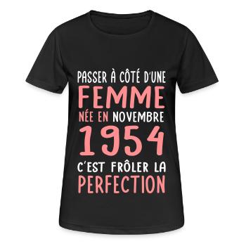 70th Birthday - Born in November 1954 - Women's Breathable T-Shirt - black - Front - AI Model Female 172 light (172cm)