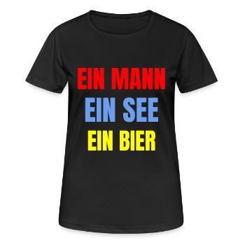 One man, one lake, one beer! - Women's Breathable T-Shirt - black - Front - AI Model Female 172 light (172cm)