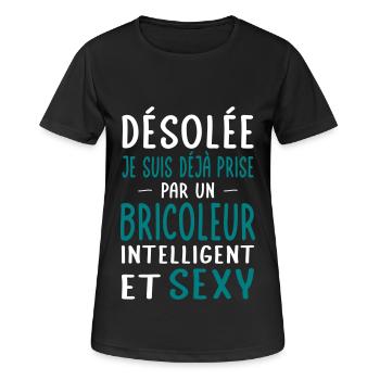 Désolée déjà prise par un bricoleur sexy - T-shirt respirant Femme - noir - Devant - AI Model Female 172 light (172cm)