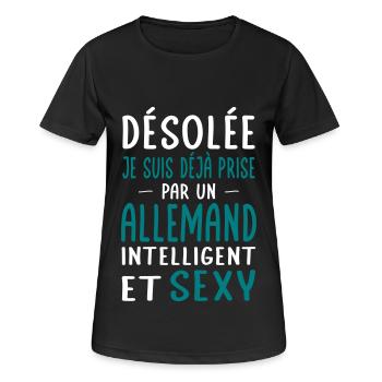 Désolée déjà prise par un Allemand sexy - T-shirt respirant Femme - noir - Devant - AI Model Female 172 light (172cm)