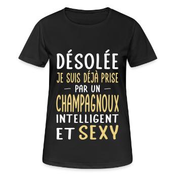 Désolée déjà prise par un Champagnoux sexy - T-shirt respirant Femme - noir - Devant - AI Model Female 172 light (172cm)