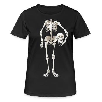 Costume de squelette drôle Halloween carnaval sans tête - T-shirt respirant Femme - noir - Devant - AI Model Female 172 light (172cm)