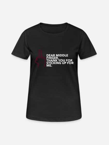 Mittelfinger - Frauen T-Shirt atmungsaktiv - Schwarz