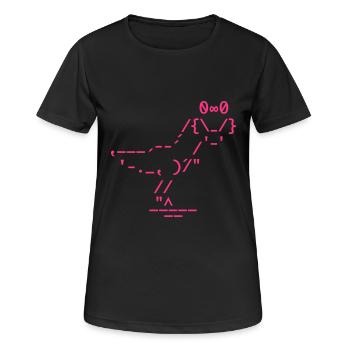 ASCII T-Rex - Frauen T-Shirt atmungsaktiv - Schwarz - Vorne - AI Model Female 172 light (172cm)