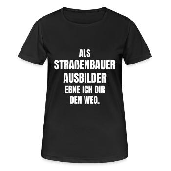 Le formateur de construction de routes ouvre la voie. - T-shirt respirant Femme - noir - Devant - AI Model Female 172 light (172cm)
