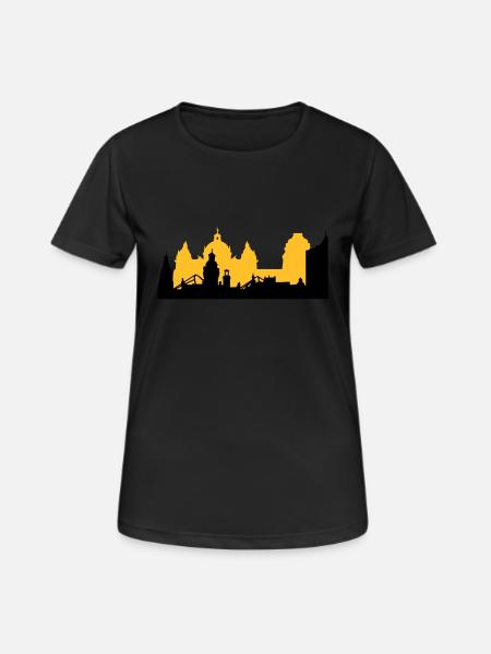Leipzig Skyline - Frauen T-Shirt atmungsaktiv - Schwarz