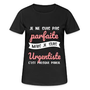 Je ne suis pas parfaite mais je suis urgentiste - T-shirt respirant Femme - noir - Devant - AI Model Female 172 light (172cm)