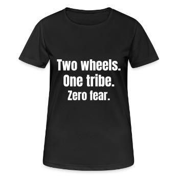Deux roues. Une tribu. Zéro peur. - T-shirt respirant Femme - noir - Devant - AI Model Female 172 light (172cm)