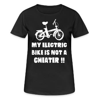 Le vélo électrique n’est pas un tricheur - T-shirt respirant Femme - noir - Devant - AI Model Female 172 light (172cm)