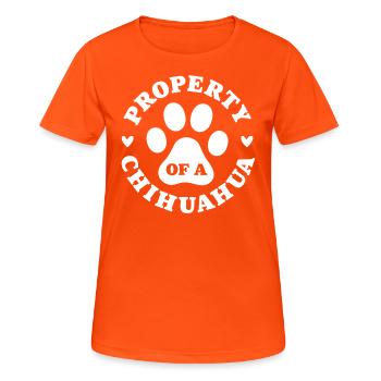 Eigentum eines Chihuahua - Frauen T-Shirt atmungsaktiv - Neonorange - Vorne - AI Model Female 172 dark (172cm)
