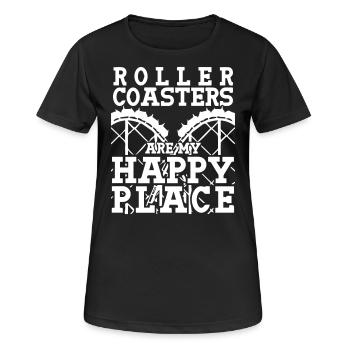 Roller Coaster Are My Happy Place - Women's Breathable T-Shirt - black - Front - AI Model Female 172 light (172cm)