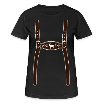 Lederhose - Frauen T-Shirt atmungsaktiv - Schwarz - Vorne - AI Model Female 172 light (172cm)