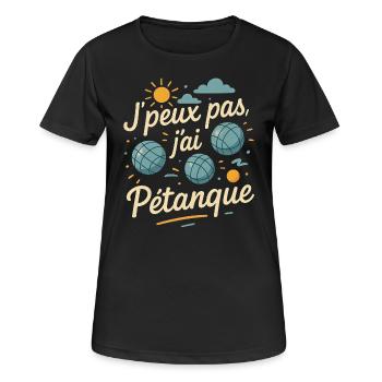 Priorité Pétanque – Désolé, c'est sacré ! - T-shirt respirant Femme - noir - Devant - AI Model Female 172 light (172cm)
